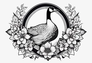 angry canadian goose with flowers at the bottom tattoo idea