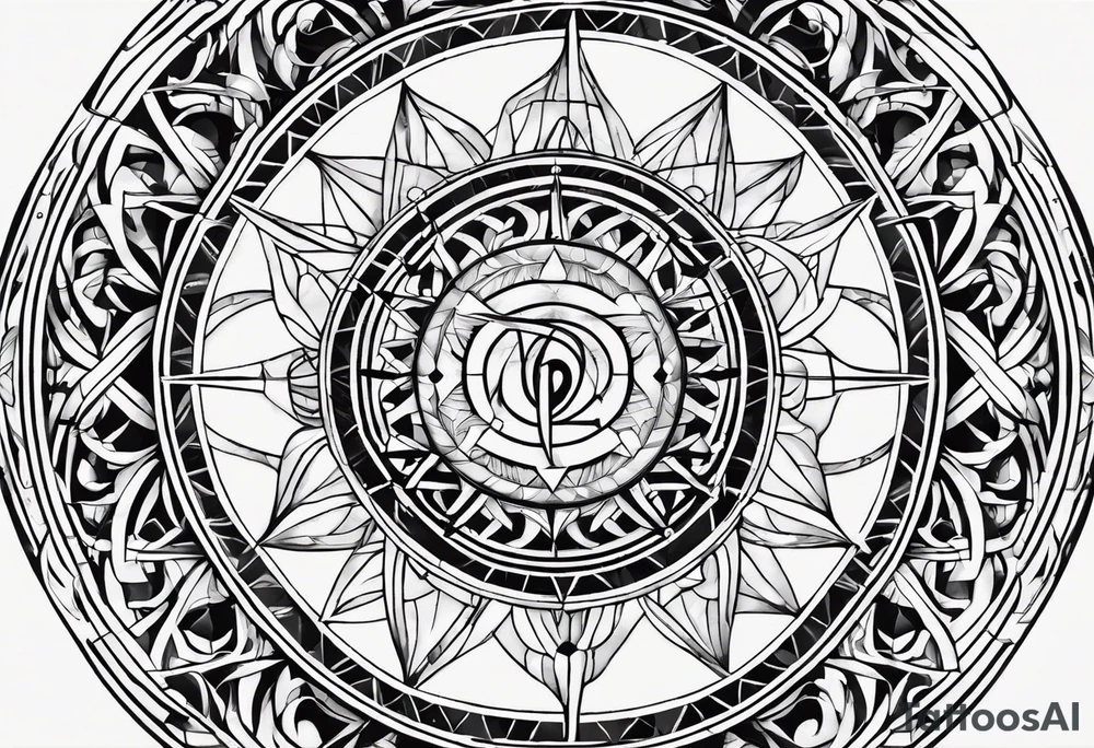 combine the symbol of pi and geometric patterns representing the golden ratio in my tattoo design. Additionally, I'd like to include symbols related to Reiki and Stoic philosophy. tattoo idea