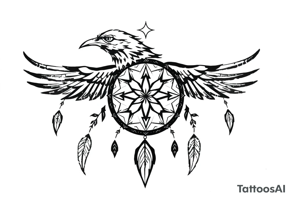 Raven dream catcher milky way moon shooting star tattoo idea