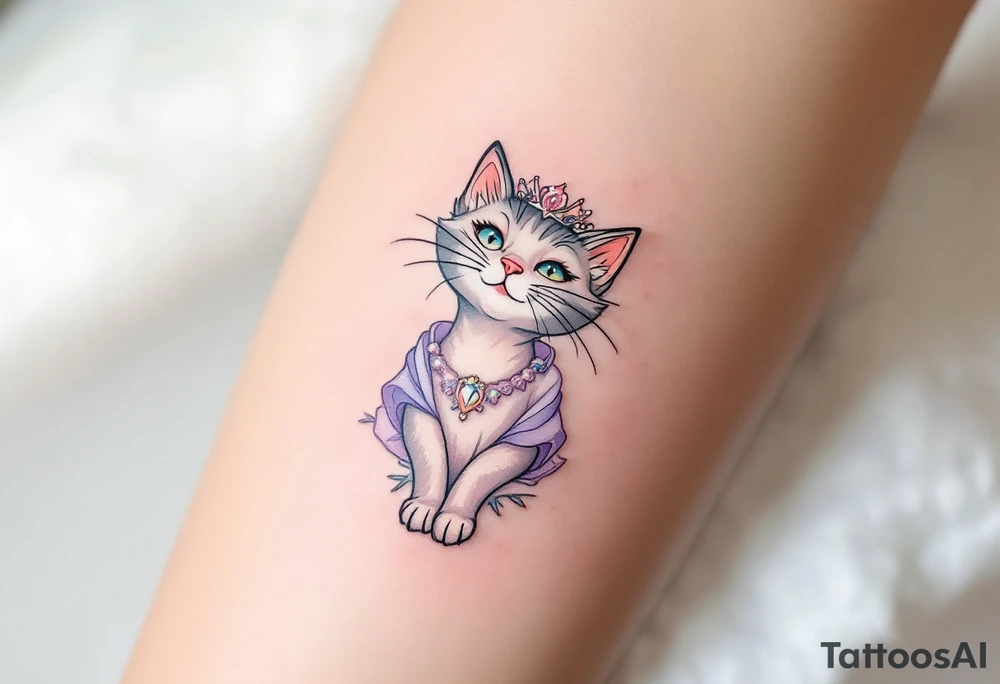 A delicate pastel tattoo of Marie from The Aristocats adds a touch of feline elegance. tattoo idea