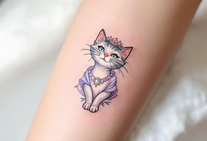 A delicate pastel tattoo of Marie from The Aristocats adds a touch of feline elegance. tattoo idea