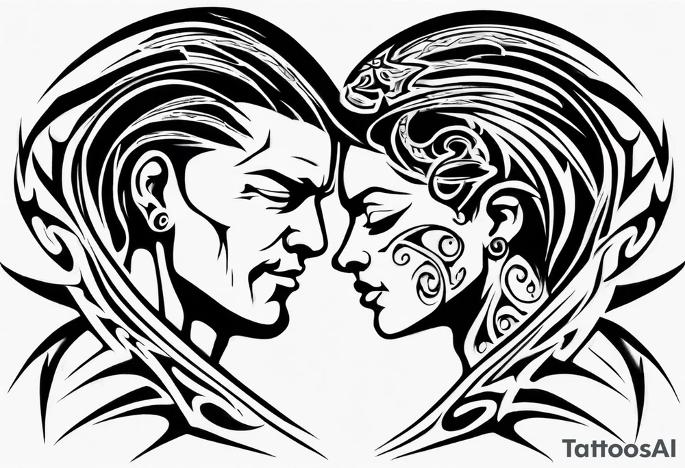 tribal tattoo describing a fathers love for his wife and son tattoo idea
