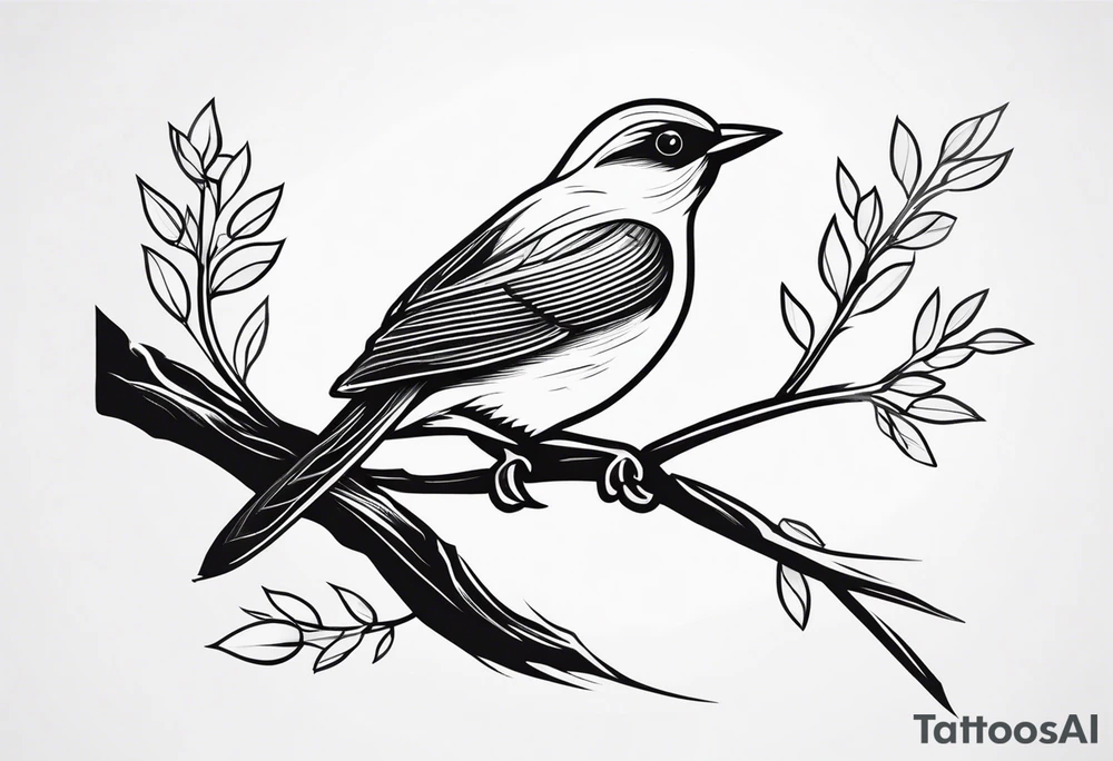 A bird with nest on tree tattoo idea