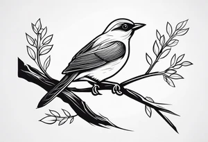 A bird with nest on tree tattoo idea