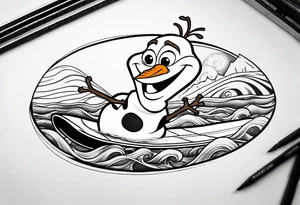 olaf from frozen surfing tattoo idea