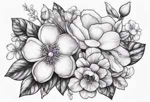 Opal with Violet and orchard flowers tattoo idea