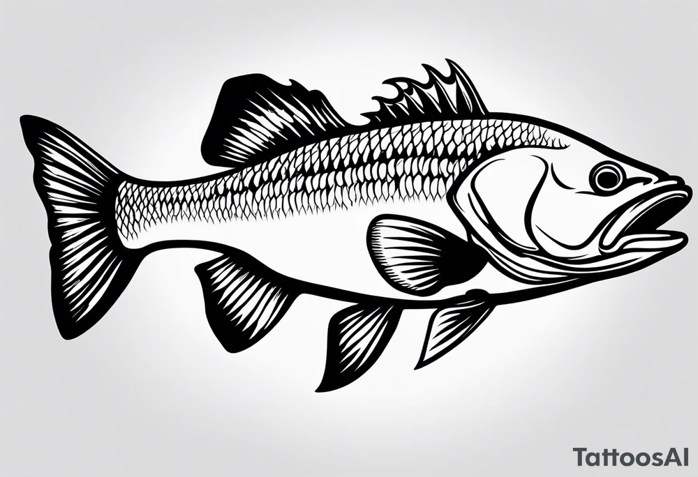 walleye fish simple small line work tattoo idea