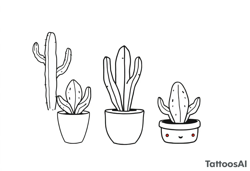 6 unique and Cute cacti in a pot tattoo idea