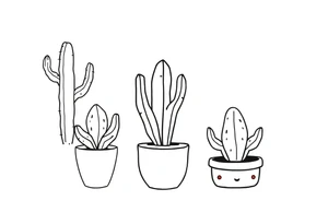 6 unique and Cute cacti in a pot tattoo idea
