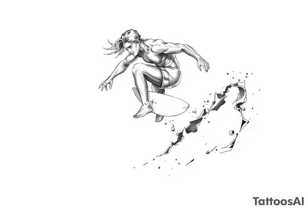 calm silver surfer tattoo idea