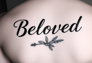 make me an image the word “Beloved” in various cursive fonts underlined by a sage bundle beneath it tattoo idea