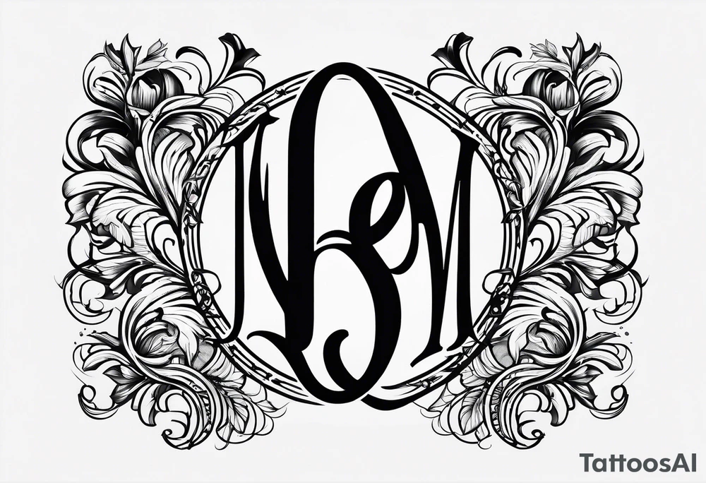 Monogram design that is simple and text only with the letter “JEM” tattoo idea