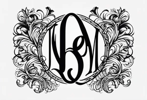 Monogram design that is simple and text only with the letter “JEM” tattoo idea