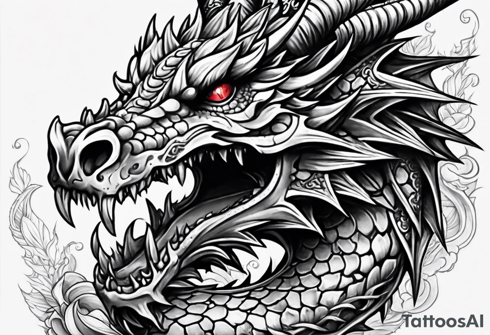 Dragon skull mexican tattoo idea