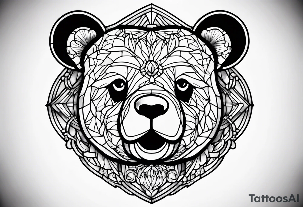 Teddy bear stain glass tattoo idea