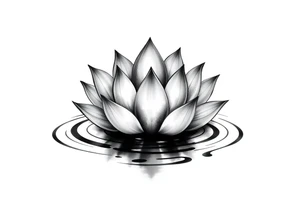 serene lotus flower emerging from sacred waters with ripples tattoo idea
