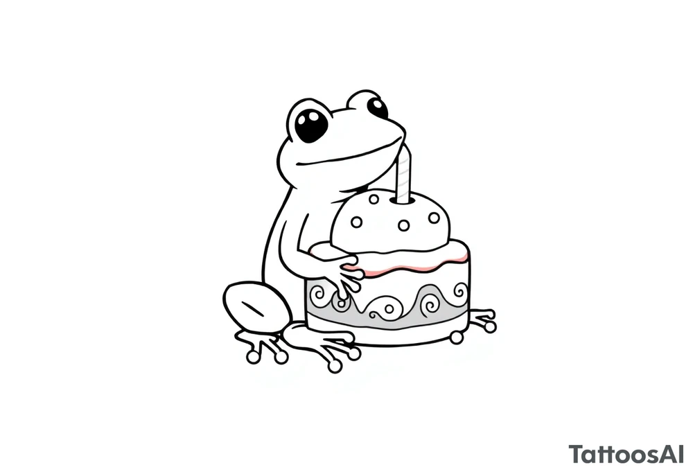 A frog and a birthday cake tattoo idea