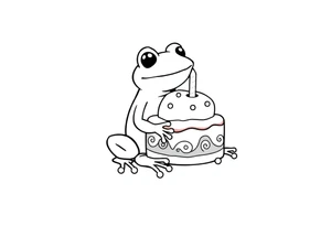 A frog and a birthday cake tattoo idea