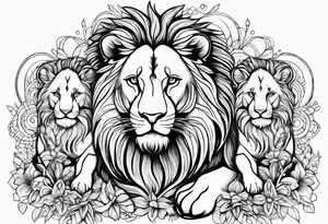Mother Lion with two cubs tattoo idea