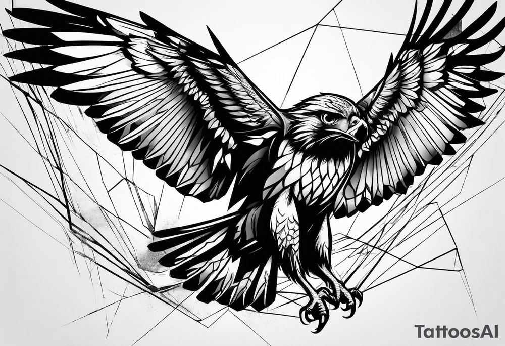 Hawk taking off from collapsing powerline tattoo idea