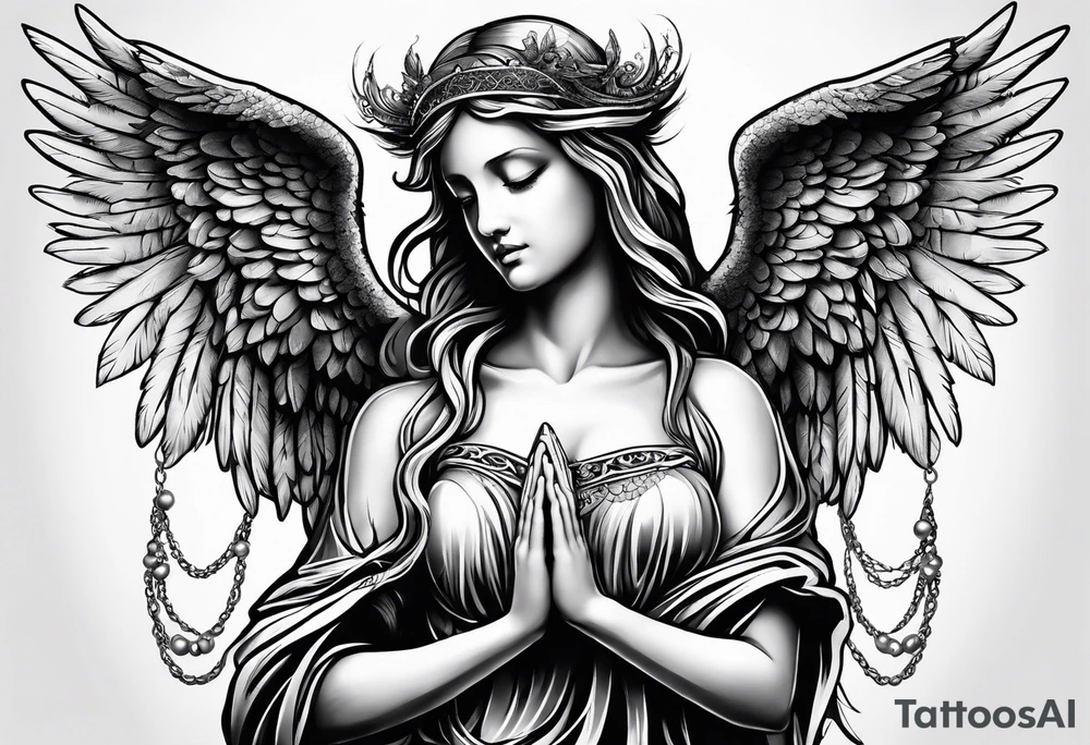 Angel with prayer hands tattoo idea