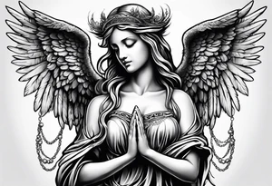 Angel with prayer hands tattoo idea