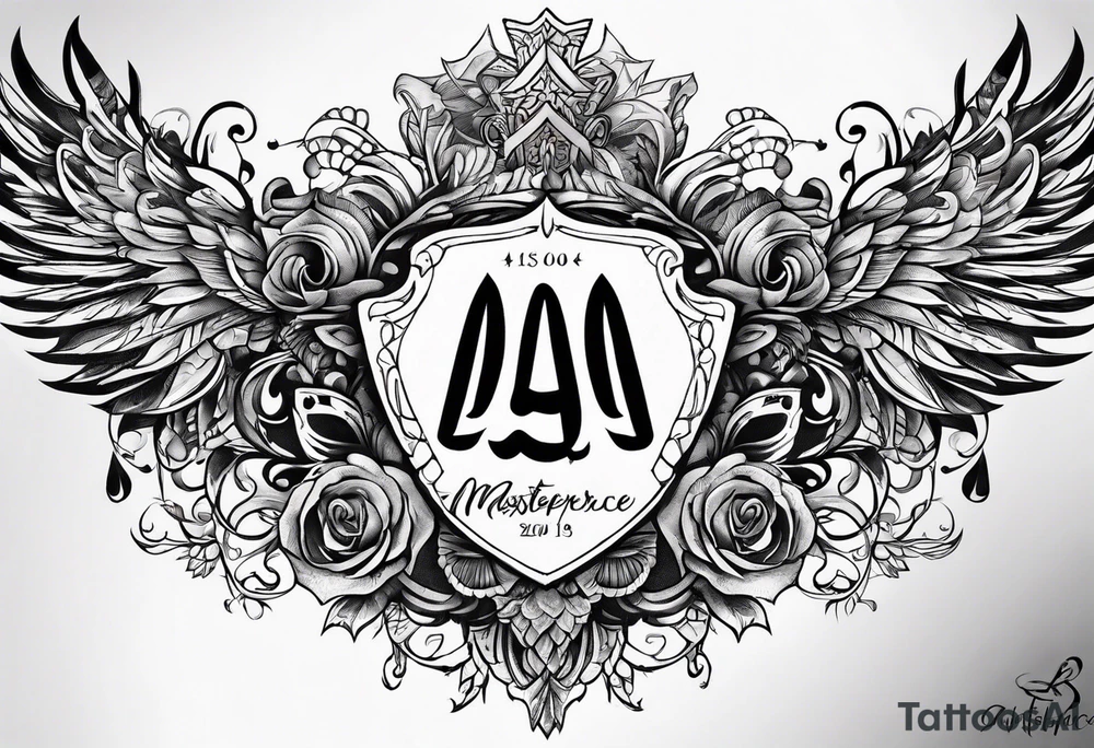 Full sternum tattoo lettering tattoo idea