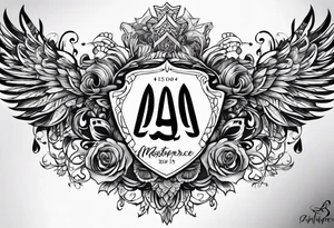 Full sternum tattoo lettering tattoo idea