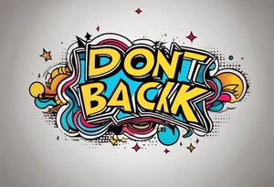 A tattoo with words only. The words are “Don’t look back” tattoo idea