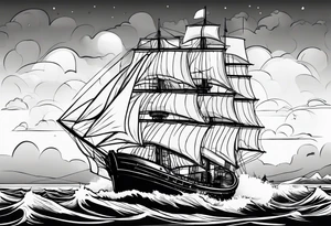 phare maritime dans un bateau a voiles. tattoo idea
