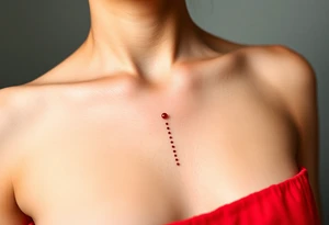 Dainty red and black chest to stomach tattoo tattoo idea