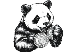 panda counting bitcoin tattoo idea