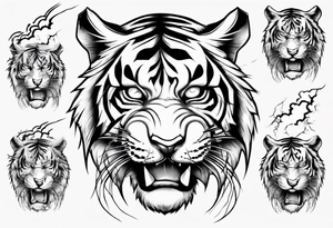Tiger with lightning for a forearm sleeve tattoo idea