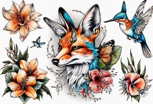 fuchs und kolibri tattoo idea