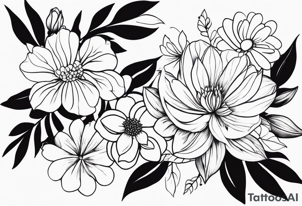 ornaments of flowers tattoo idea