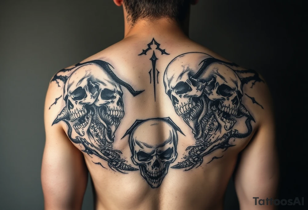 Battle of inner demons skulls demons childhood of pain suffering lifetime of  broken promises heart break for a male full arm sleve tattoo idea