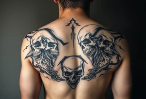 Battle of inner demons skulls demons childhood of pain suffering lifetime of  broken promises heart break for a male full arm sleve tattoo idea