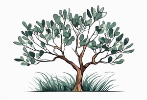 eucalyptus branch in the shape of a tree. 

Lengthen tree trunk a little tattoo idea