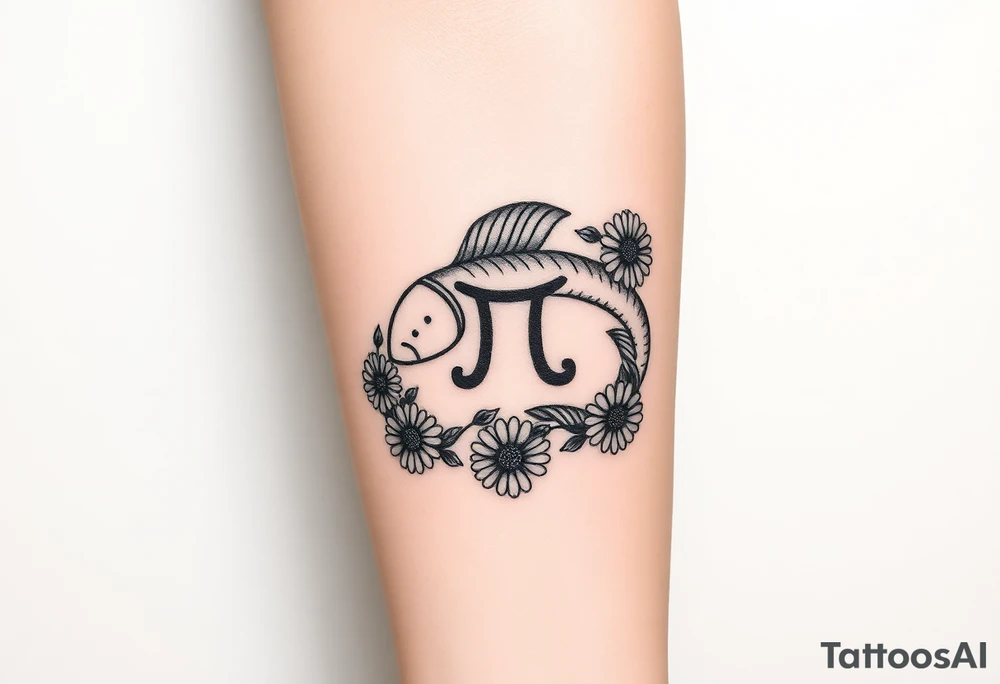 zodiac sign Pisces, surrounded by daisy's tattoo idea