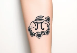 zodiac sign Pisces, surrounded by daisy's tattoo idea