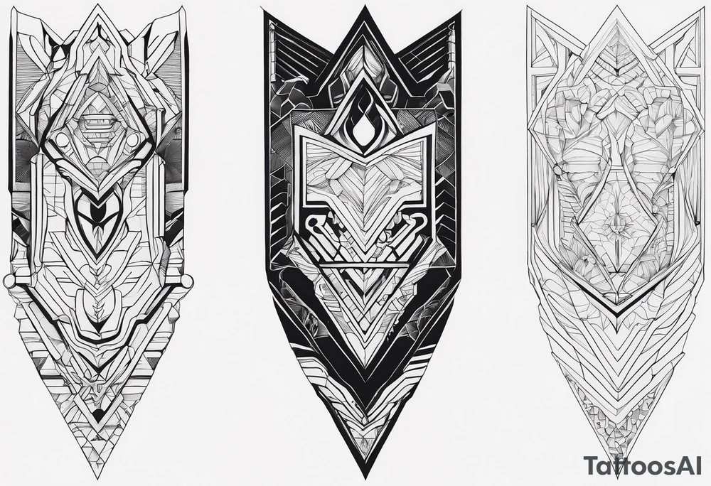 Futuristic bold line tattoo for leg tattoo idea
