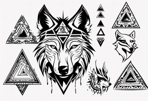 wolf head with a triangle on forehead tattoo idea
