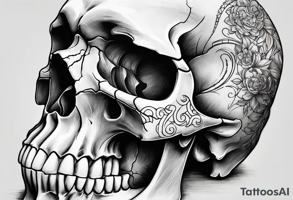 Skull from the side tattoo idea
