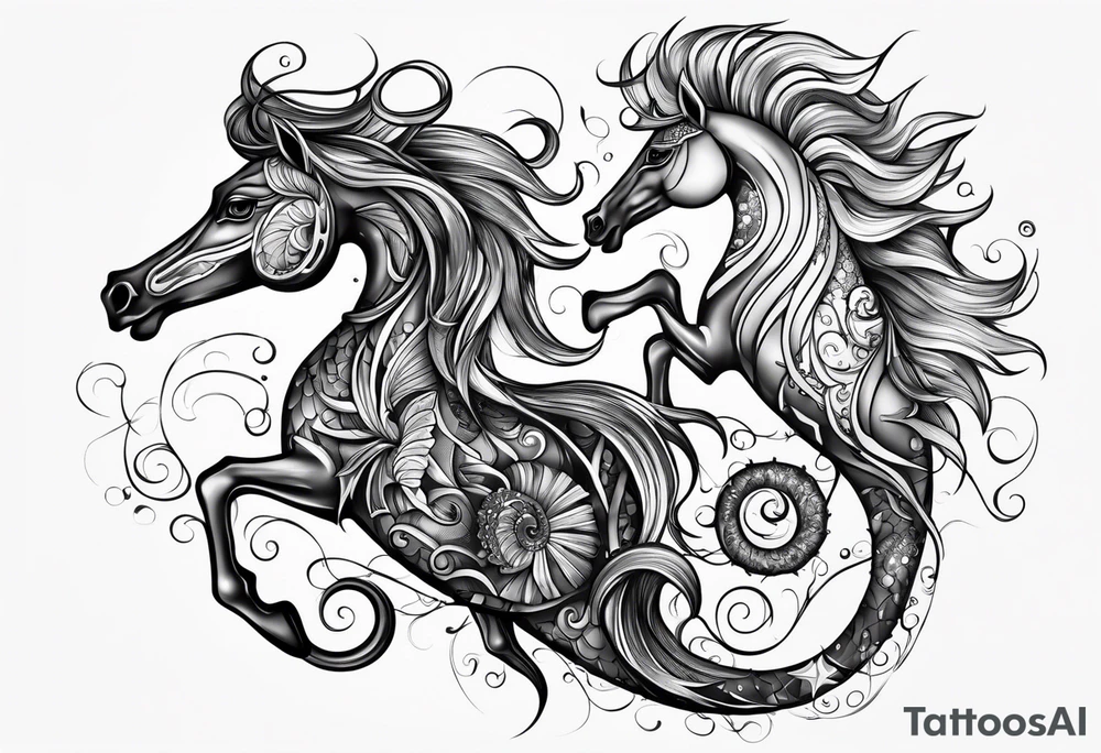 Star fish and sea horse tattoo idea