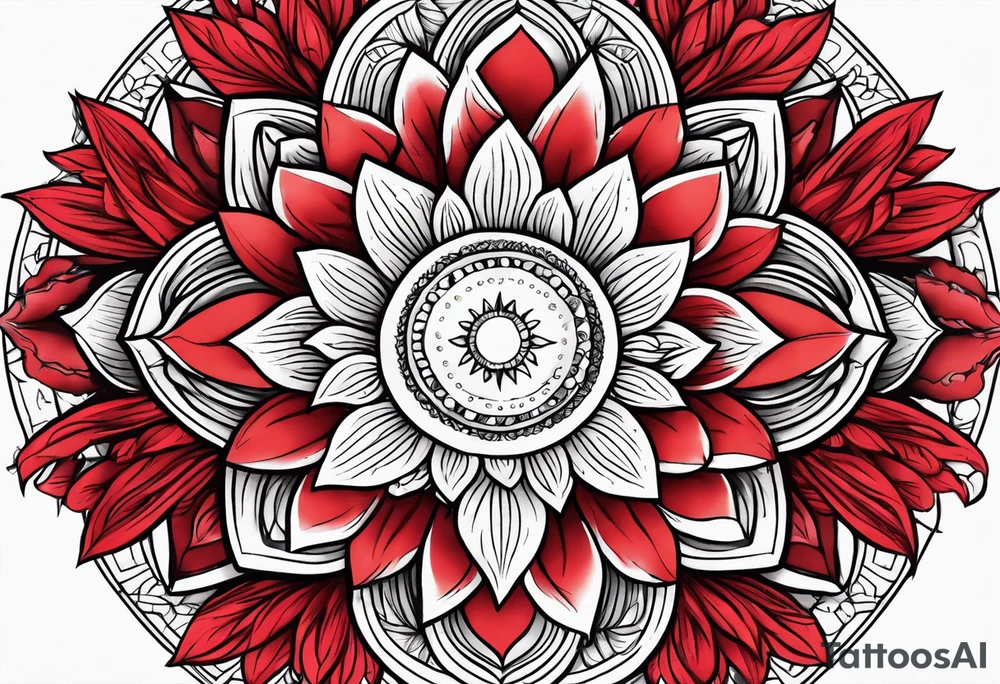 Flowers sun red tattoo idea