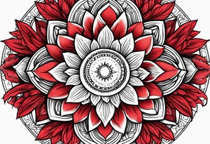 Flowers sun red tattoo idea