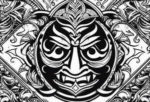 hawaiian tiki with flames tattoo idea