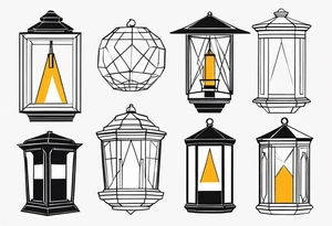 farol linhas bem finas e geométricas e desenho com moldura redonda. bem minimalista tattoo idea