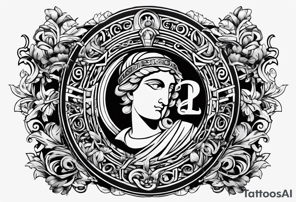 Greek Capital Letter Omega symbol trash metal style tattoo idea