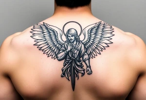 powerful and bold saint michael tattoo idea